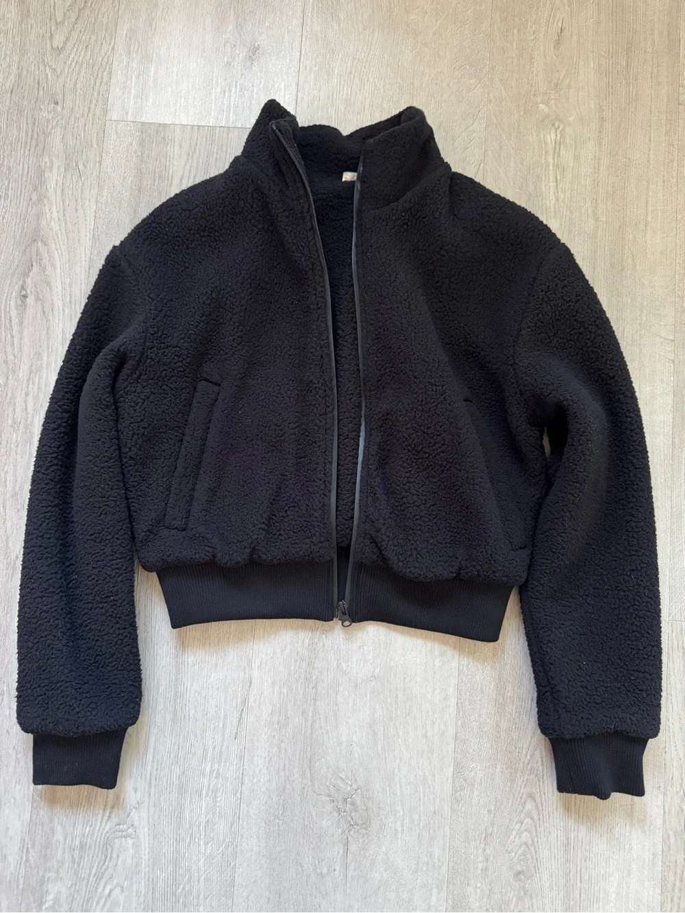 ALO Yoga Black Sherpa Zip-Up Jacket